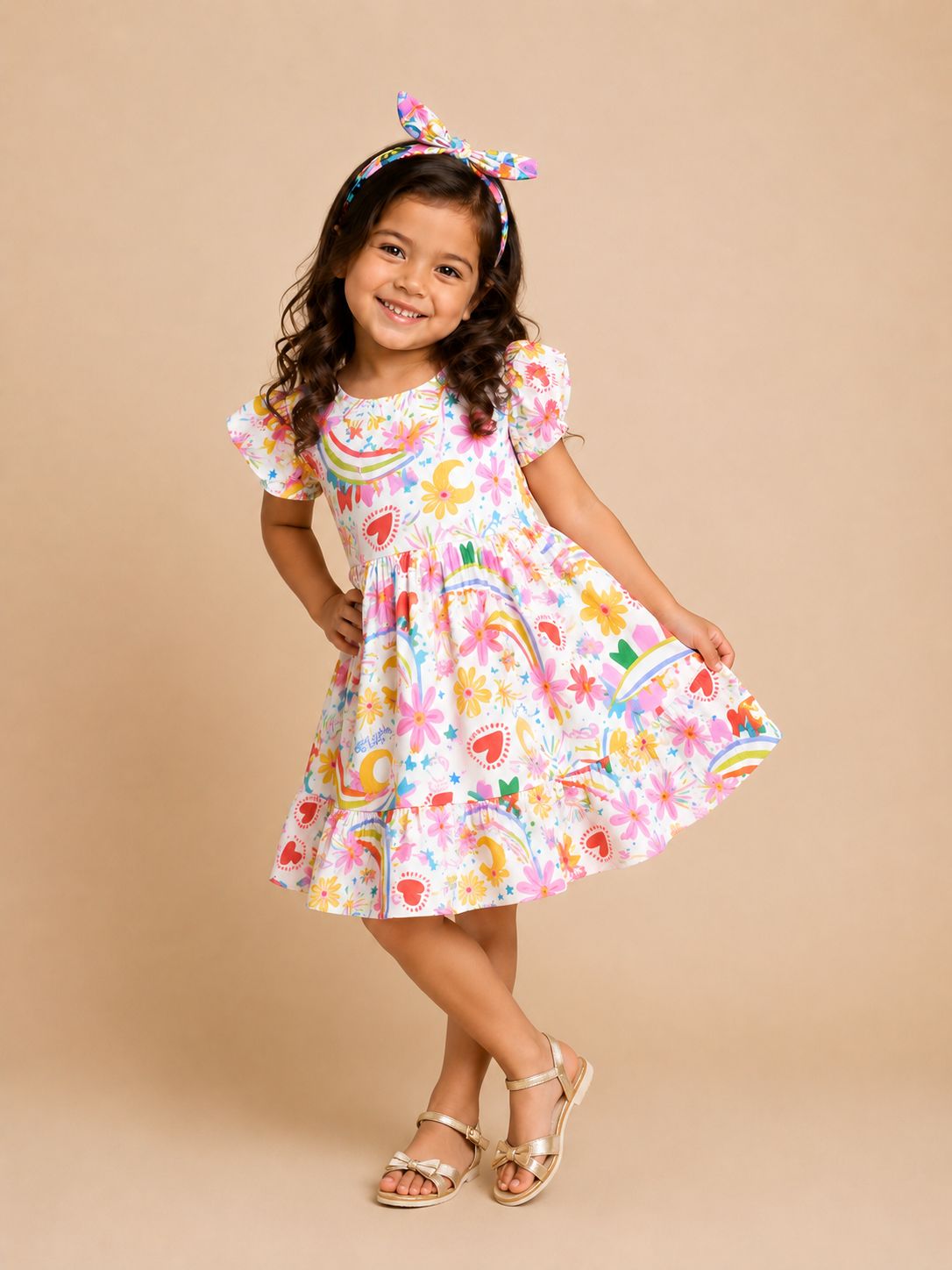 Vestido Sonhos com estampa exclusiva, floral e colorida