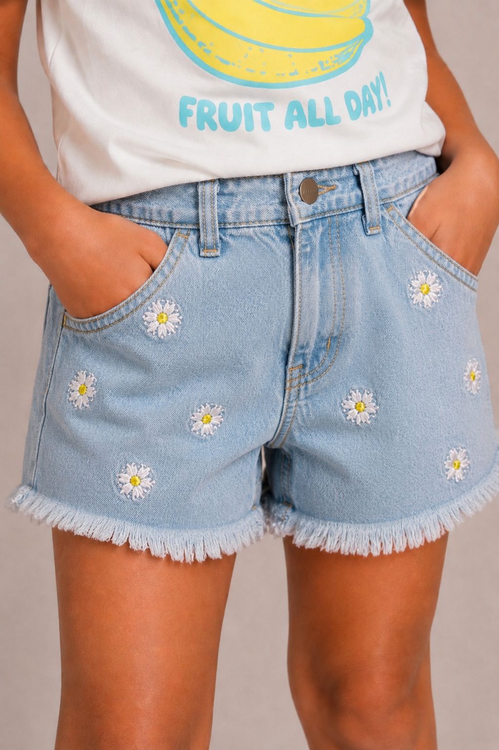 Short Stela infantil em jeans com 4 modelos exclusivos