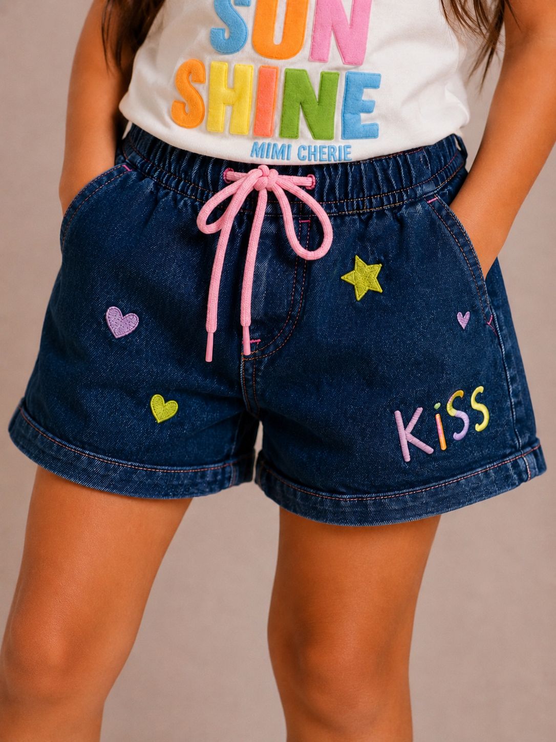 Short Stela infantil em jeans com 4 modelos exclusivos